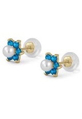 attractive itty-bitty gold pearl December baby birthstone earrings